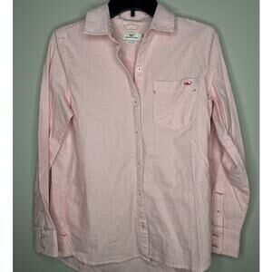 Vineyard Vines Paradise Pink and White Striped Button Down Woven Top NWT SZ 2